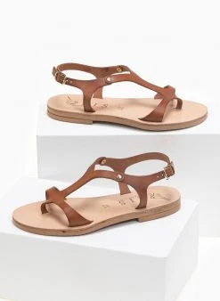 Σανδάλια δερμάτινα Ankle Strap Iris - Καφέ -The Fashion Project κατάστημα basic dermatina isia pedila 90628 83gh