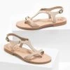 Σανδάλια δερμάτινα Ankle Strap Iris - Ζαχαρί -The Fashion Project κατάστημα basic dermatina isia pedila 90629 0rm8