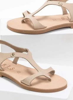 Σανδάλια δερμάτινα Ankle Strap Iris - Ζαχαρί 8 Σανδάλια δερμάτινα Ankle Strap Iris - Ζαχαρί -The Fashion Project κατάστημα basic dermatina isia pedila 90629 2u8k