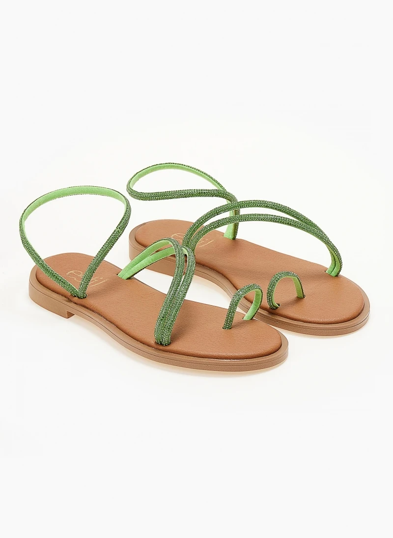 Σανδάλια δερμάτινα με Strass λουράκια Estil - Πράσινο 8 Σανδάλια δερμάτινα με Strass λουράκια Estil - Πράσινο - Image 6
