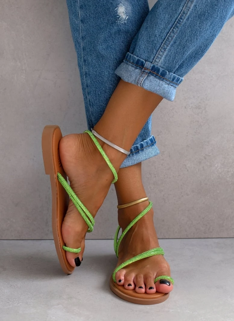 Σανδάλια δερμάτινα με Strass λουράκια Estil - Πράσινο 9 Σανδάλια δερμάτινα με Strass λουράκια Estil - Πράσινο - Image 7