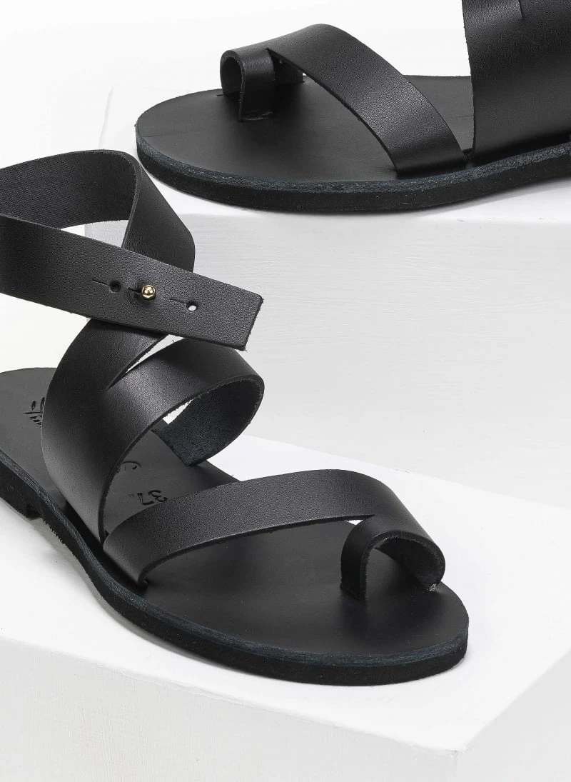 Σανδάλια δερμάτινα με ιδιαίτερο κούμπωμα Iris - Μαύρο 7 Σανδάλια δερμάτινα με ιδιαίτερο κούμπωμα Iris - Μαύρο - Image 5