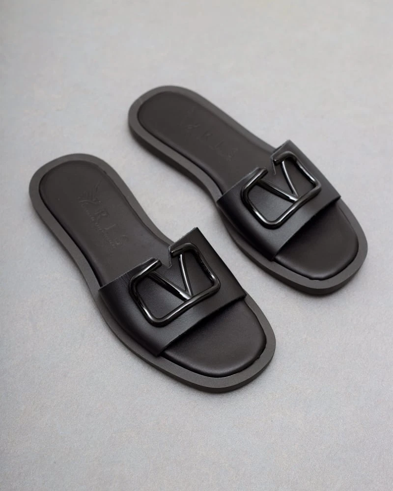 Σανδάλια δερμάτινα με αγκράφα Iris - Μαύρο 3 Σανδάλια δερμάτινα με αγκράφα Iris - Μαύρο