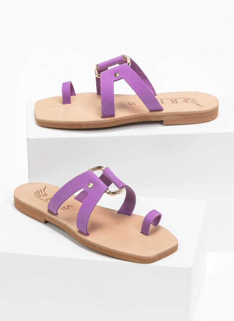 Σανδάλια δερμάτινα με μεταλλική αγκράφα Iris - Μωβ ανοιχτό 3 Σανδάλια δερμάτινα με μεταλλική αγκράφα Iris - Μωβ ανοιχτό