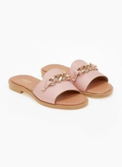 Σανδάλια δερμάτινα με αλυσίδα Estil - Nude -The Fashion Project κατάστημα dermatina sandalia estil me alusida 100802 lhci