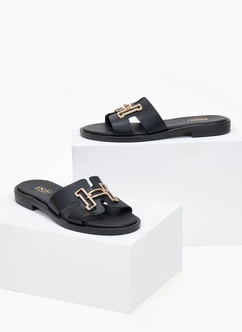Σανδάλια δερμάτινα με αγκράφα Estil - Μαύρο 4 Σανδάλια δερμάτινα με αγκράφα Estil - Μαύρο - Image 2