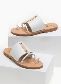 Σανδάλια δερμάτινα με διχρωμία Iris - Λευκό
