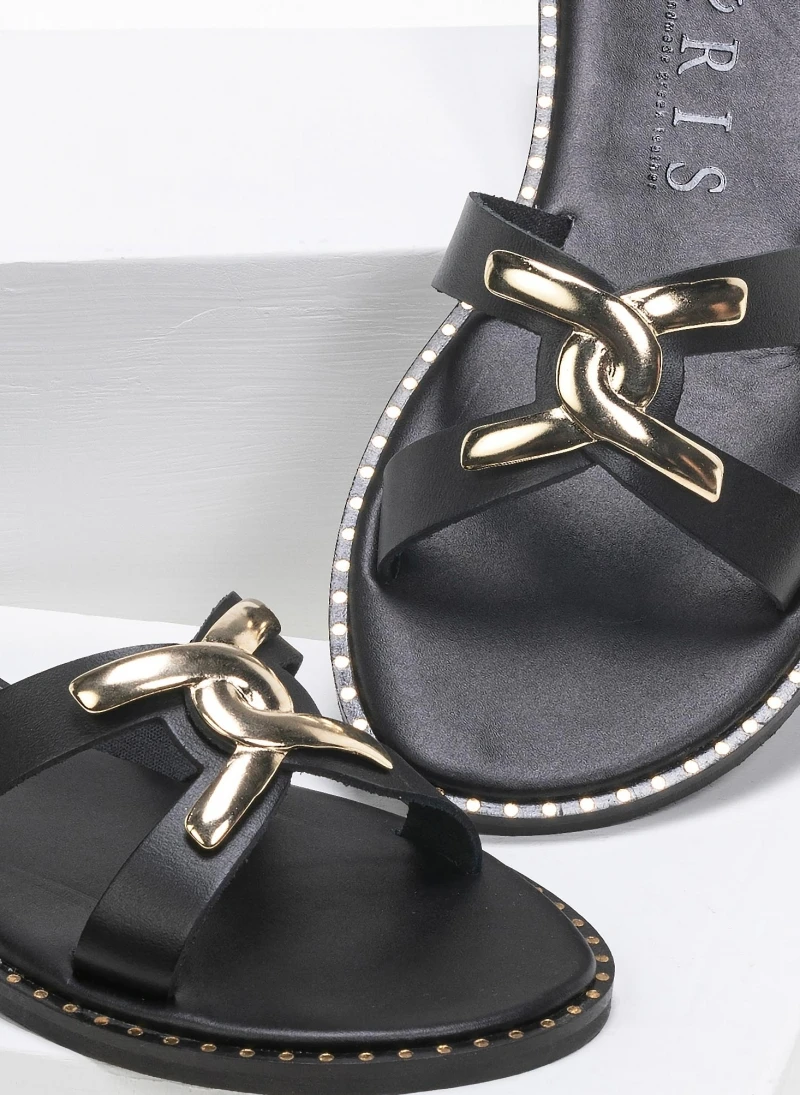 Σανδάλια δερμάτινα με αγκράφα Iris - Μαύρο 5 Σανδάλια δερμάτινα με αγκράφα Iris - Μαύρο - Image 3