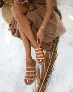 Σανδάλια δερμάτινα με λουράκια Iris - Φυσικό -The Fashion Project κατάστημα dermatina sandalia me lourakia 90646 np1i