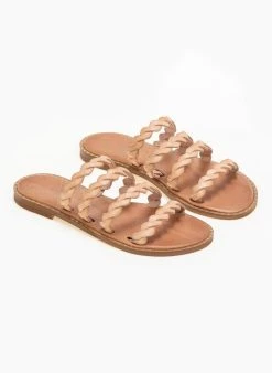 Σανδάλια δερμάτινα με λουράκια Iris - Φυσικό -The Fashion Project κατάστημα dermatina sandalia me lourakia 90646 sg4f