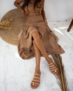 Σανδάλια δερμάτινα με λουράκια Iris - Φυσικό -The Fashion Project κατάστημα dermatina sandalia me lourakia 90646 x3d4