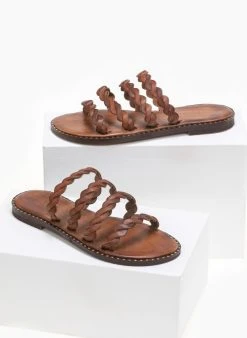 Σανδάλια δερμάτινα με λουράκια Iris - Καφέ -The Fashion Project κατάστημα dermatina sandalia me lourakia 90647 1jm1