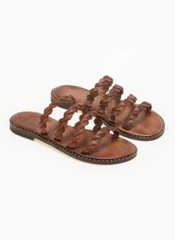 Σανδάλια δερμάτινα με λουράκια Iris - Καφέ -The Fashion Project κατάστημα dermatina sandalia me lourakia 90647 6rde