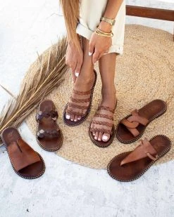 Σανδάλια δερμάτινα με λουράκια Iris - Καφέ -The Fashion Project κατάστημα dermatina sandalia me lourakia 90647 s3ij