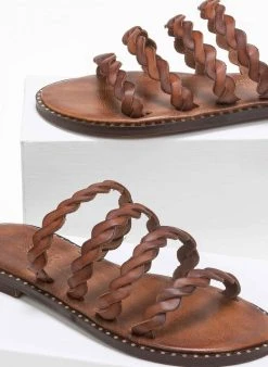 Σανδάλια δερμάτινα με λουράκια Iris - Καφέ -The Fashion Project κατάστημα dermatina sandalia me lourakia 90647 y3ii