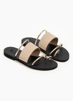 Σανδάλια δερμάτινα με μεταλλικό χρώμα στα λουράκια Iris - Ζαχαρί