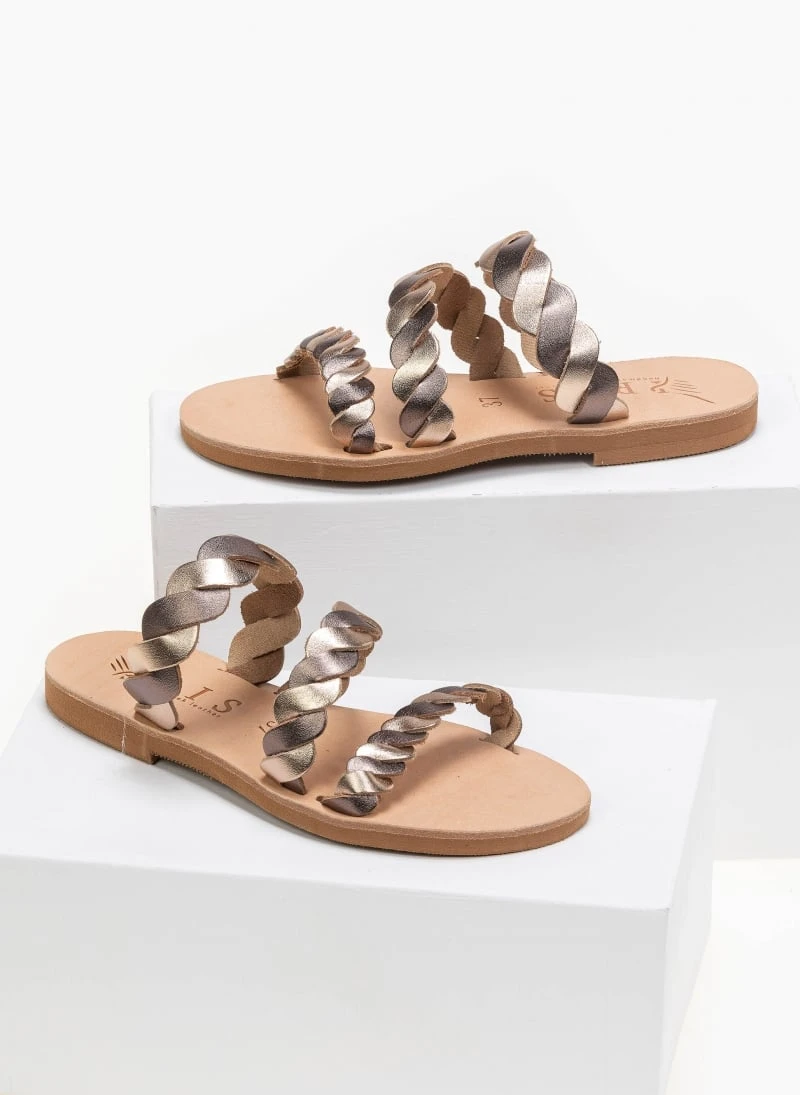 Σανδάλια δερμάτινα με πλεγμένα λουράκια Iris - Mocha 3 Σανδάλια δερμάτινα με πλεγμένα λουράκια Iris - Mocha