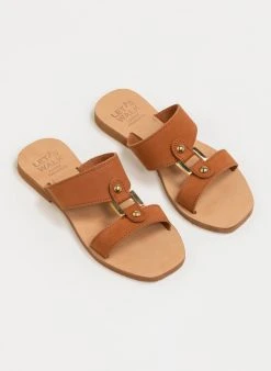 The Fashion Project Σανδάλια δερμάτινα με τετράγωνη αγκράφα - Ταμπά