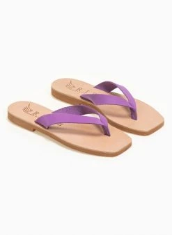 Σανδάλια δερμάτινα με διχάλα Iris - Μωβ