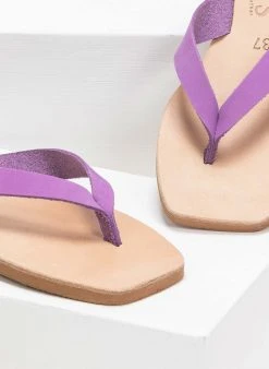 Σανδάλια δερμάτινα με διχάλα Iris - Μωβ -The Fashion Project κατάστημα dermatines kare sagionares 90934 kgu8
