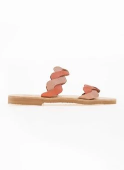 Σανδάλια δερμάτινα με Wavy φάσες Iris - Κοραλί -The Fashion Project κατάστημα dixrwma dermatina sandalia me wavy fases 77345 j1kj