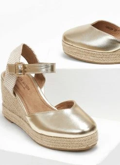 The Fashion Project Εσπαντρίγιες Platform σε μεταλλικές αποχρώσεις - Χρυσό -The Fashion Project κατάστημα espantrigia platform se metallikes apoxrwseis 110709 xwxa