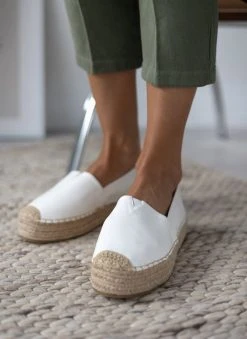 The Fashion Project Εσπαντρίγιες δερματίνη με σχοίνινη σόλα - Λευκό -The Fashion Project κατάστημα espantrigies dermatini me sxoinini sola 110521 bwfw