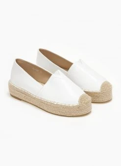 The Fashion Project Εσπαντρίγιες δερματίνη με σχοίνινη σόλα - Λευκό -The Fashion Project κατάστημα espantrigies dermatini me sxoinini sola 110521 cofn