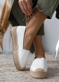 The Fashion Project Εσπαντρίγιες δερματίνη με σχοίνινη σόλα - Λευκό