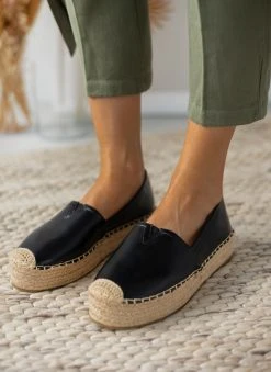 The Fashion Project Εσπαντρίγιες δερματίνη με σχοίνινη σόλα - Μαύρο