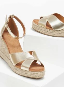 The Fashion Project Εσπαντρίγιες Platform με χιαστί φάσα - Χρυσό -The Fashion Project κατάστημα espantrigies platform me xiasti fasa 110731 lr5g