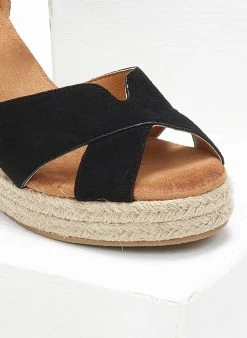 The Fashion Project Εσπαντρίγιες Platform Suede με χιαστί φάσα - Μαύρο -The Fashion Project κατάστημα espantrigies platform suede me xiasti fasa 110734 89rj