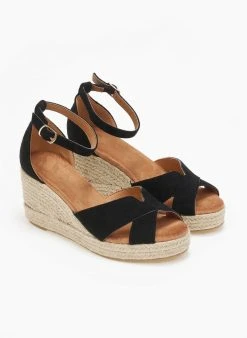 The Fashion Project Εσπαντρίγιες Platform Suede με χιαστί φάσα - Μαύρο -The Fashion Project κατάστημα espantrigies platform suede me xiasti fasa 110734 klp4