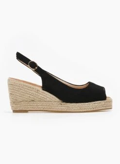 The Fashion Project Εσπαντρίγιες Platforms Peep Toe Suede - Μαύρο