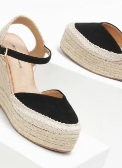 The Fashion Project Εσπαντρίγιες Platforms Suede με μπαρέτα - Μαύρο -The Fashion Project κατάστημα espantrigies platforms suede me mpareta 111199 k5ka