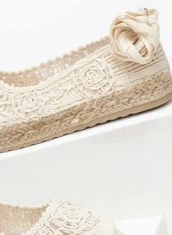 The Fashion Project Εσπαντρίγιες πλεκτές με Lace Up δέσιμο - Μπεζ -The Fashion Project κατάστημα espantrigies plektes me lace up desimo 111294 yh56