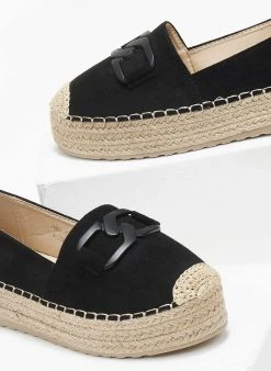 The Fashion Project Εσπαντρίγιες Suede με διπλή σόλα - Μαύρο -The Fashion Project κατάστημα espantrigies suede me dipli sola 111019 vj0p