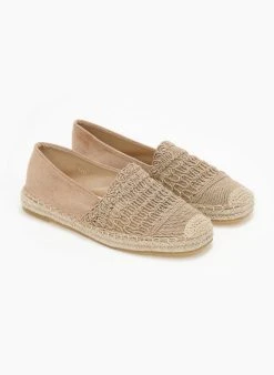 The Fashion Project Εσπαντρίγιες Suede με πλεκτό σχέδιο - Τάουπε -The Fashion Project κατάστημα espantrigies suede me plekto sxedio 111214 7d9h