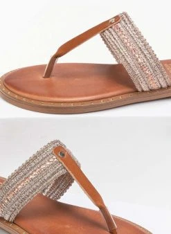 Σανδάλια δερμάτινα με σχέδιο στη φάσα Estil - Χαλκός -The Fashion Project κατάστημα estil dermatina boho sandalia 91457 m79d
