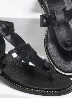 Σανδάλια δερμάτινα Ankle Strap Estil - Μαύρο -The Fashion Project κατάστημα estil dermatina flat pedila 90898 jjon