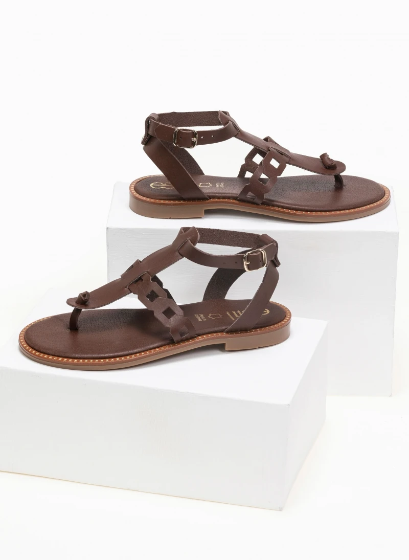 Σανδάλια δερμάτινα Ankle Strap Estil - Καφέ 3 Σανδάλια δερμάτινα Ankle Strap Estil - Καφέ