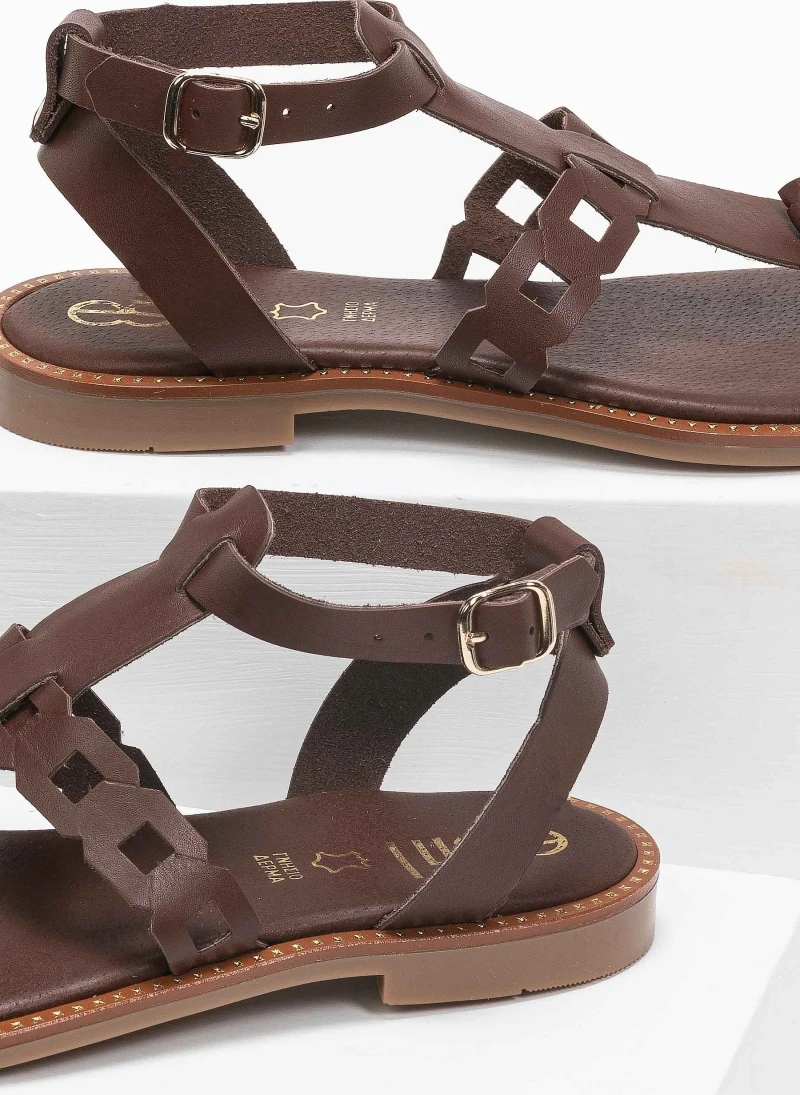 Σανδάλια δερμάτινα Ankle Strap Estil - Καφέ 4 Σανδάλια δερμάτινα Ankle Strap Estil - Καφέ - Image 2