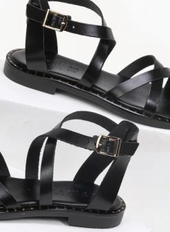 Σανδάλια δερμάτινα Crossover Tfp - Μαύρο 11 Σανδάλια δερμάτινα Crossover Tfp - Μαύρο -The Fashion Project κατάστημα estil dermatina flat pedila me desimo sto plai 91159 w3oh