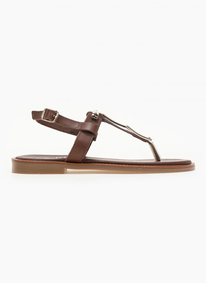 Σανδάλια δερμάτινα με μεταλλική λεπτομέρεια Estil - Καφέ 6 Σανδάλια δερμάτινα με μεταλλική λεπτομέρεια Estil - Καφέ - Image 4
