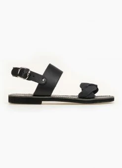 Σανδάλια δερμάτινα Ankle Strap Estil - Μαύρο -The Fashion Project κατάστημα estil dermatina flat pedila me nubuck diplo lourak 92458 nku6