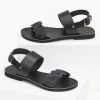 Σανδάλια δερμάτινα Ankle Strap Estil - Μαύρο