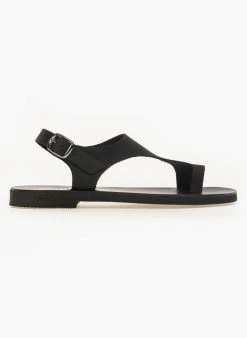 Σανδάλια δερμάτινα Ankle Strap Estil - Μαύρο -The Fashion Project κατάστημα estil dermatina isia pedila 91386 lm6m