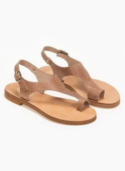 Σανδάλια δερμάτινα Ankle Strap Estil - Πούρο -The Fashion Project κατάστημα estil dermatina isia pedila 91387 2n9l