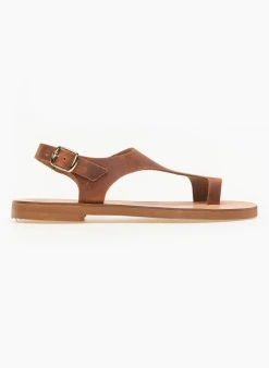 Σανδάλια δερμάτινα Ankle Strap Estil - Ταμπά -The Fashion Project κατάστημα estil dermatina isia pedila 91388 vee7