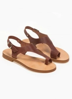 Σανδάλια δερμάτινα Ankle Strap Estil - Καφέ -The Fashion Project κατάστημα estil dermatina isia pedila 91391 5025